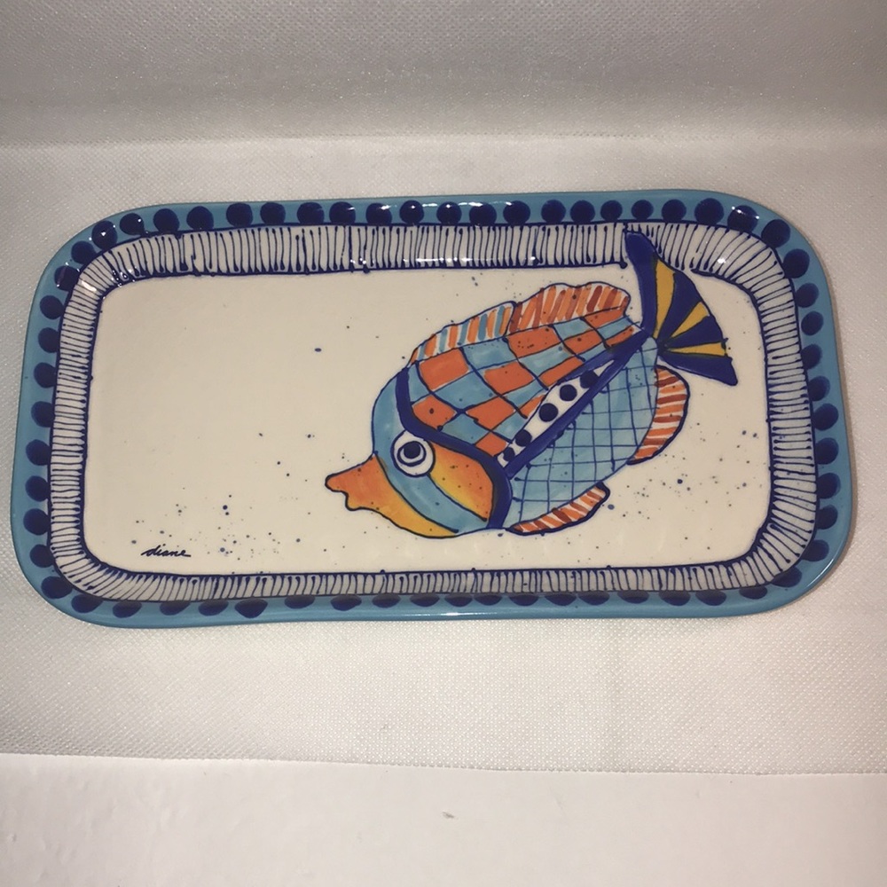 Diane 2006 Kissing Fish Come Dream with Me Rectangular Serving Plate